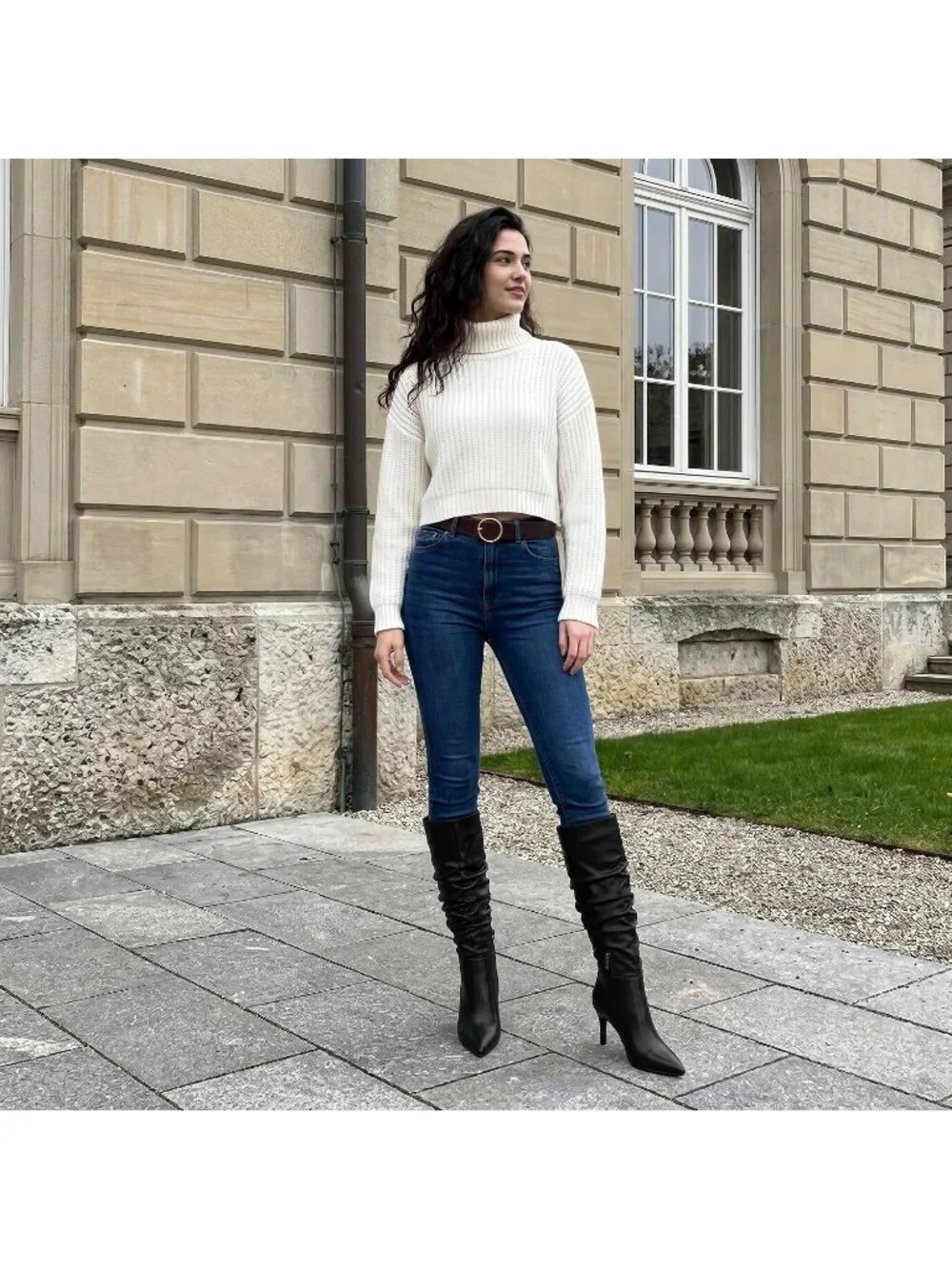Women's Slouchy Black Pointed Toe Faux Leather Stiletto Heel Over The Knee Boots